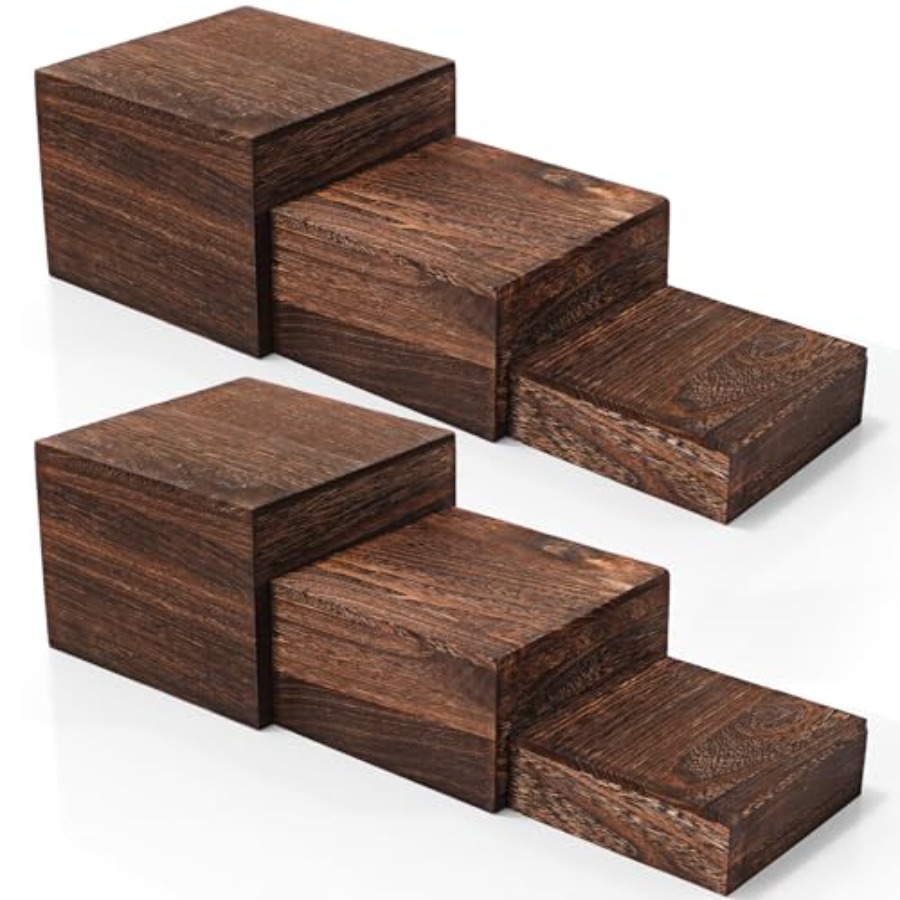6 Pcs Wood Display Risers Rust - مراجعة Display Risers Set وسعره