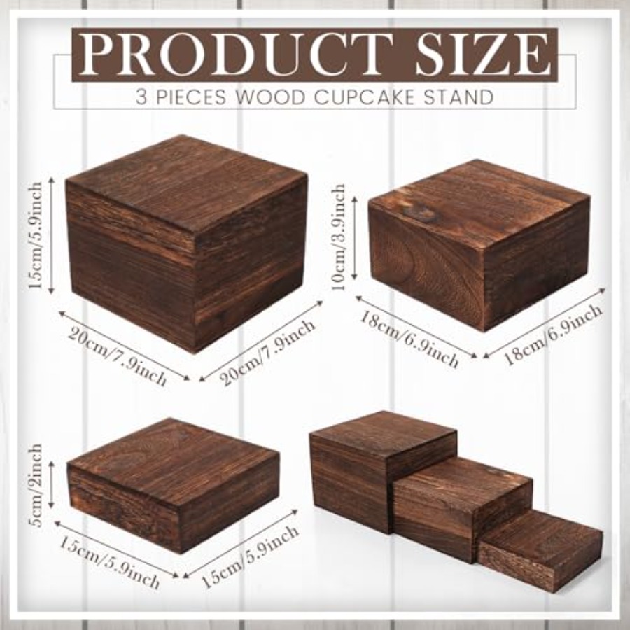 6 Pcs Wood Display Risers Rust - مراجعة Display Risers Set وسعره