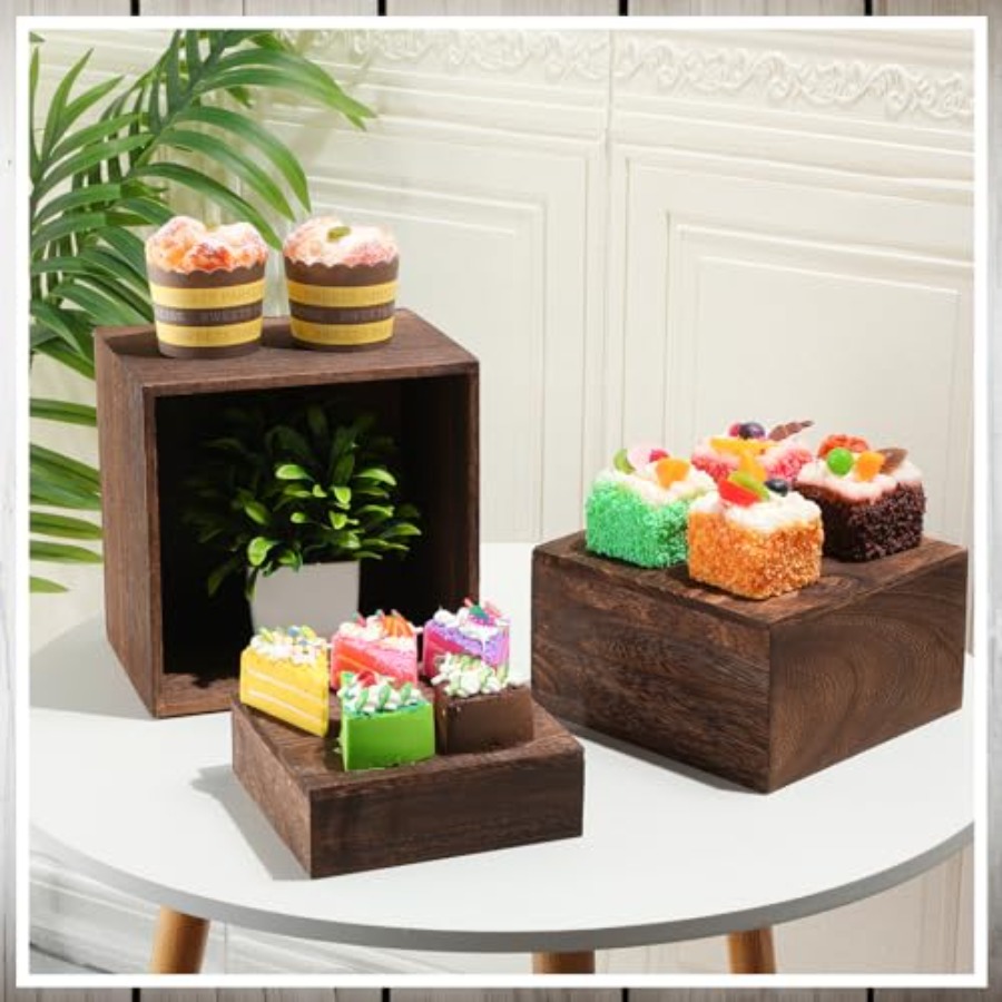 6 Pcs Wood Display Risers Rust - مراجعة Display Risers Set وسعره