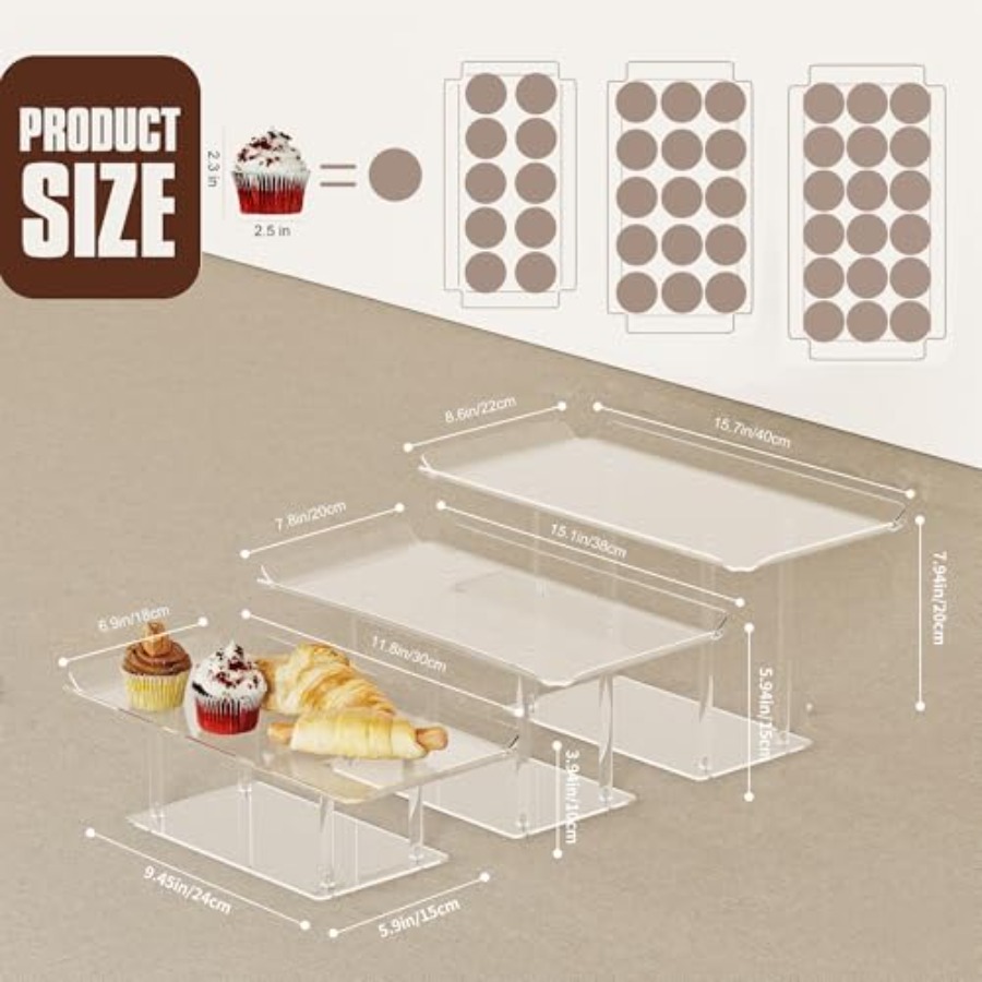 3 Pack Dessert Table Display S - مراجعة Display Risers Set وسعره