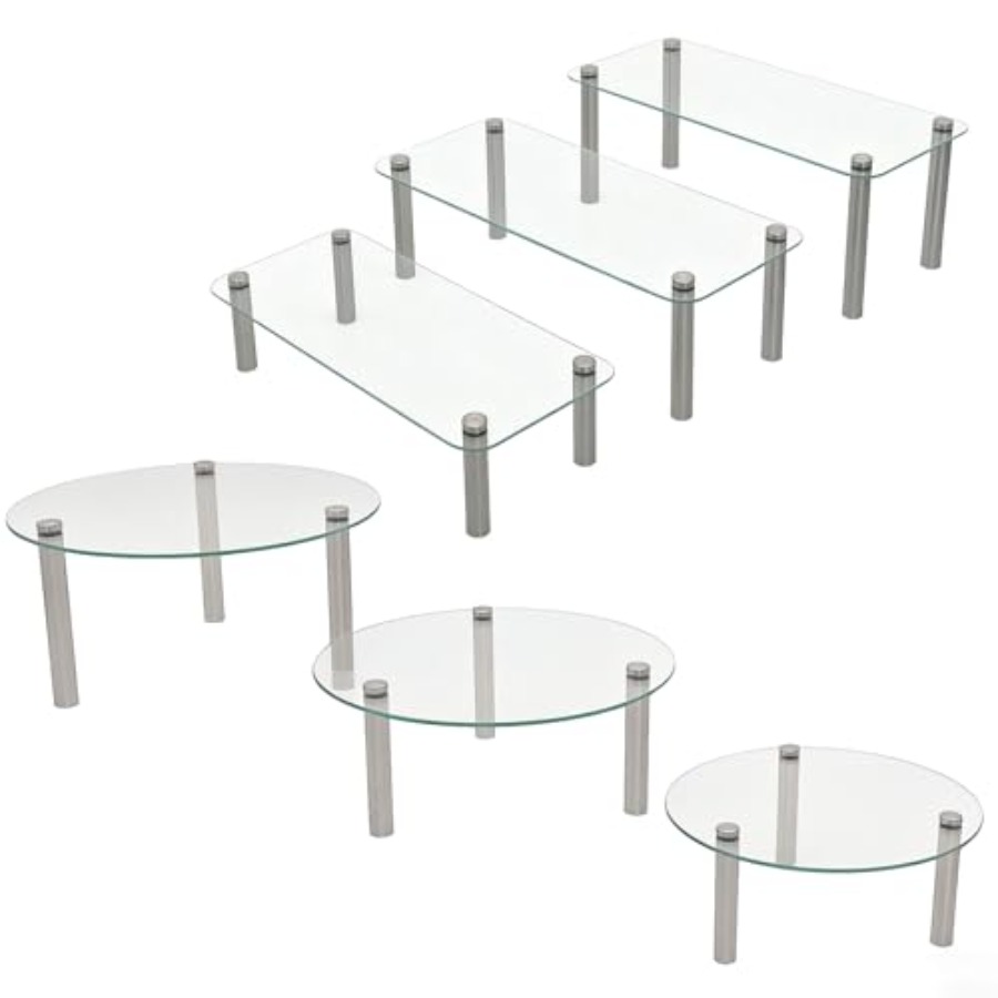 Tempered Glass Cake Stands Set - مراجعة Display Risers Set وسعره