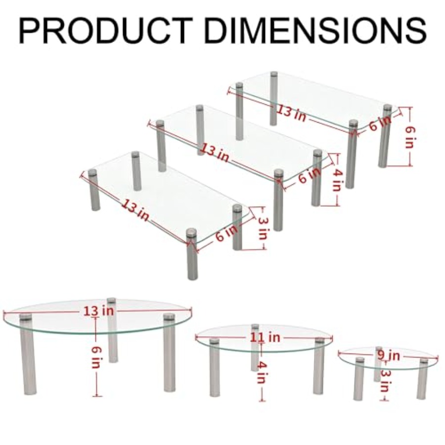 Tempered Glass Cake Stands Set - مراجعة Display Risers Set وسعره